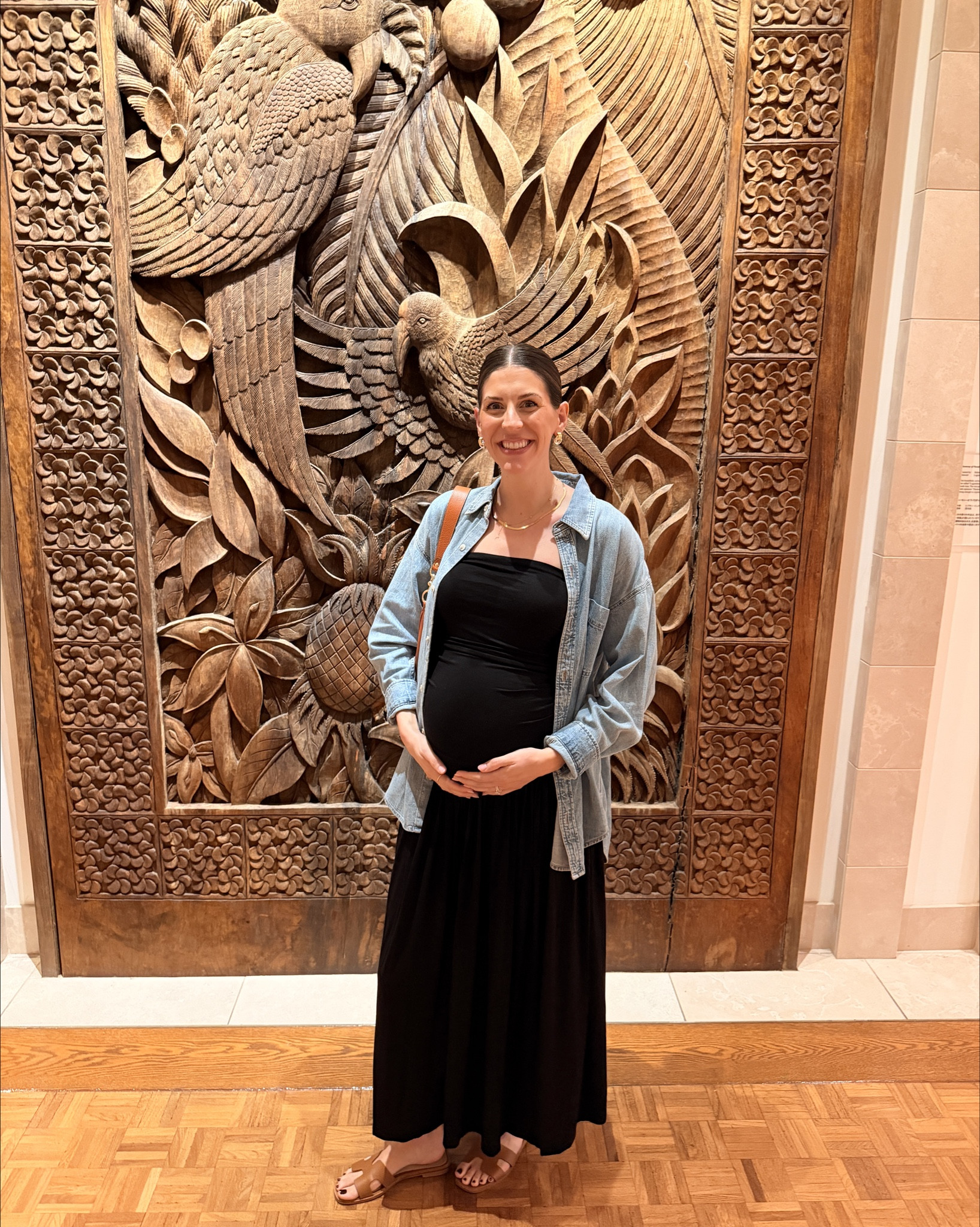 Apparently this Aritzia oversized jean shirt is going viral?! Here’s exactly how I wore at 27 weeks pregnant in Hawaii! It a was the perfect layer for chilly mornings and breezy nights 🌺☀️ on our baby moon! 

#LTKBump #LTKootd #LTKTravel