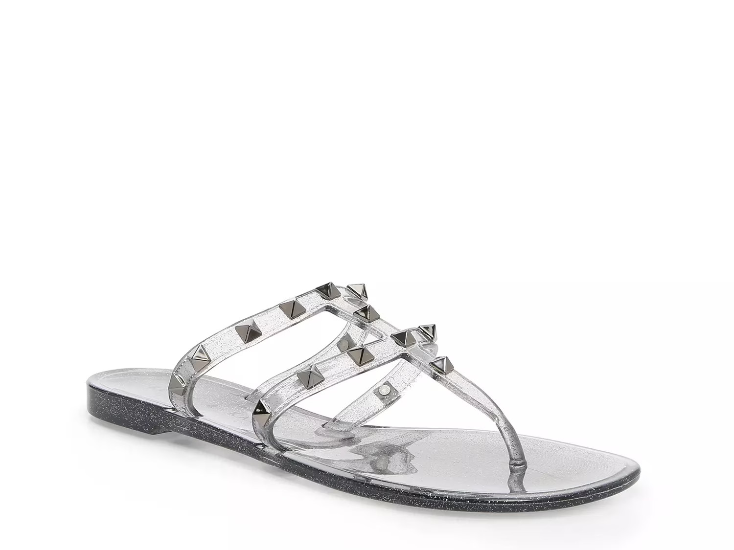 Kelly & Katie Thalida Sandal | Women's | Clear/Silver Metallic Glitter | Size 6 | Sandals | Flat | F | DSW
