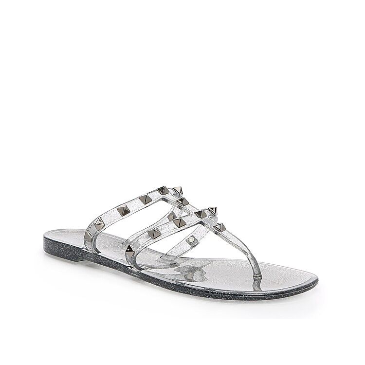 Kelly & Katie Thalida Sandal | Women's | Clear/Silver Metallic Glitter | Size 6 | Sandals | Flat | F | DSW
