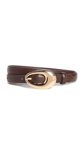 SHASHI Women's Oval Buckle Belt, Brown/Gold, One Size | Amazon (US)