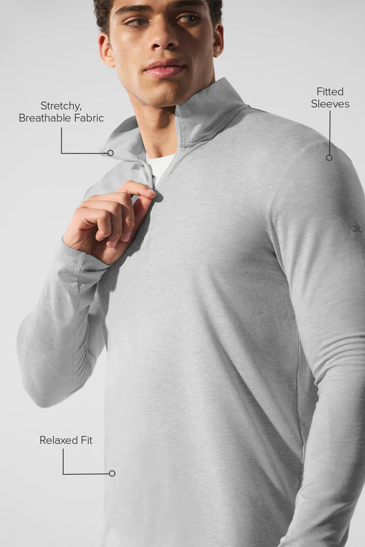 Conquer 1/4 Zip Reform Long Sleeve - Athletic Heather Grey | Alo Yoga (US)