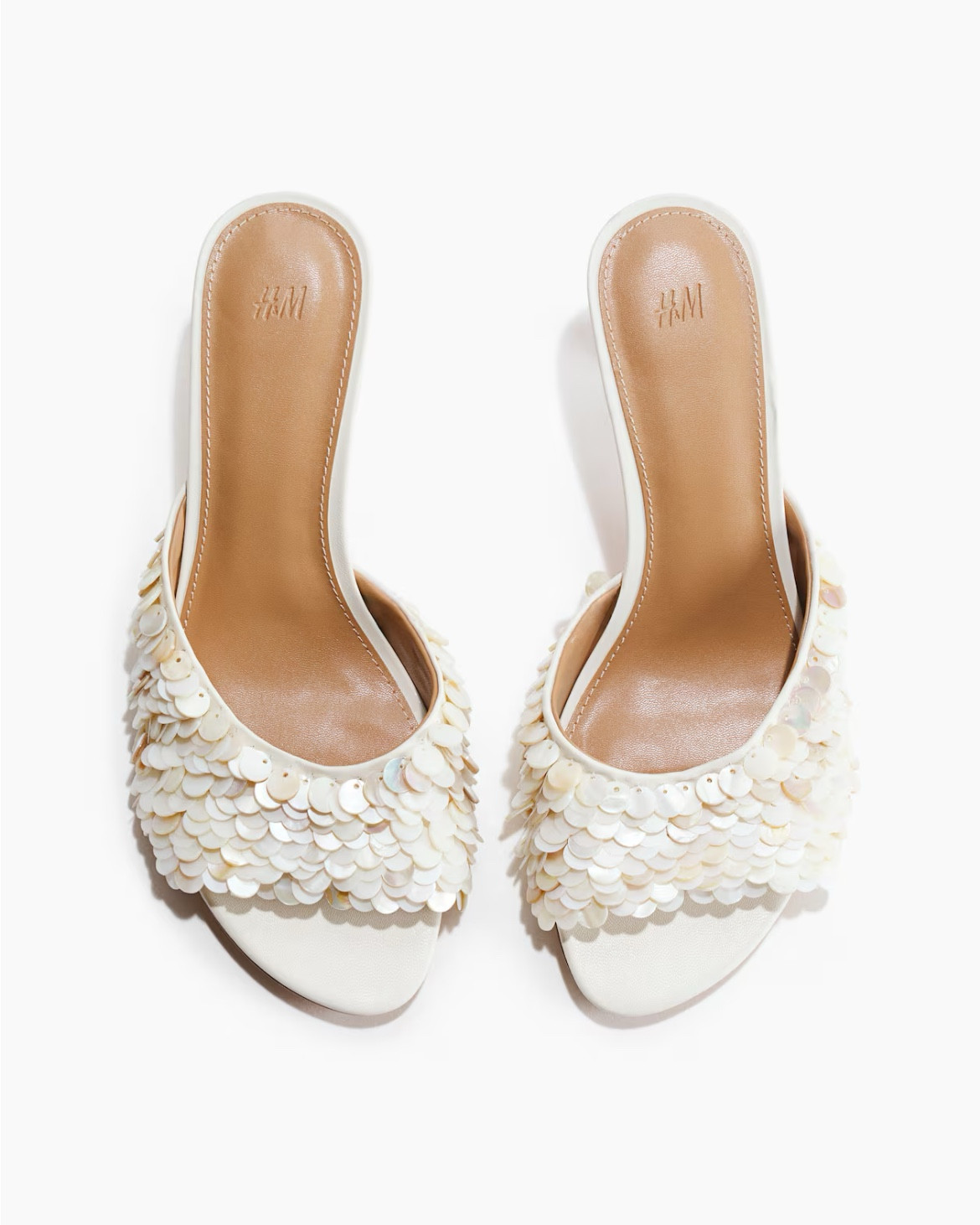 Mother of pearl beaded cream heeled mule sandals 

#LTKSeasonal
