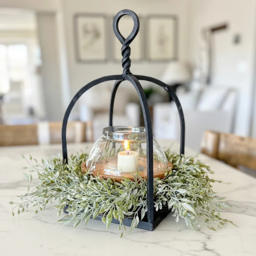 Twisted Top Lantern + Mixed Sage Ring Bundle | Interior Delights