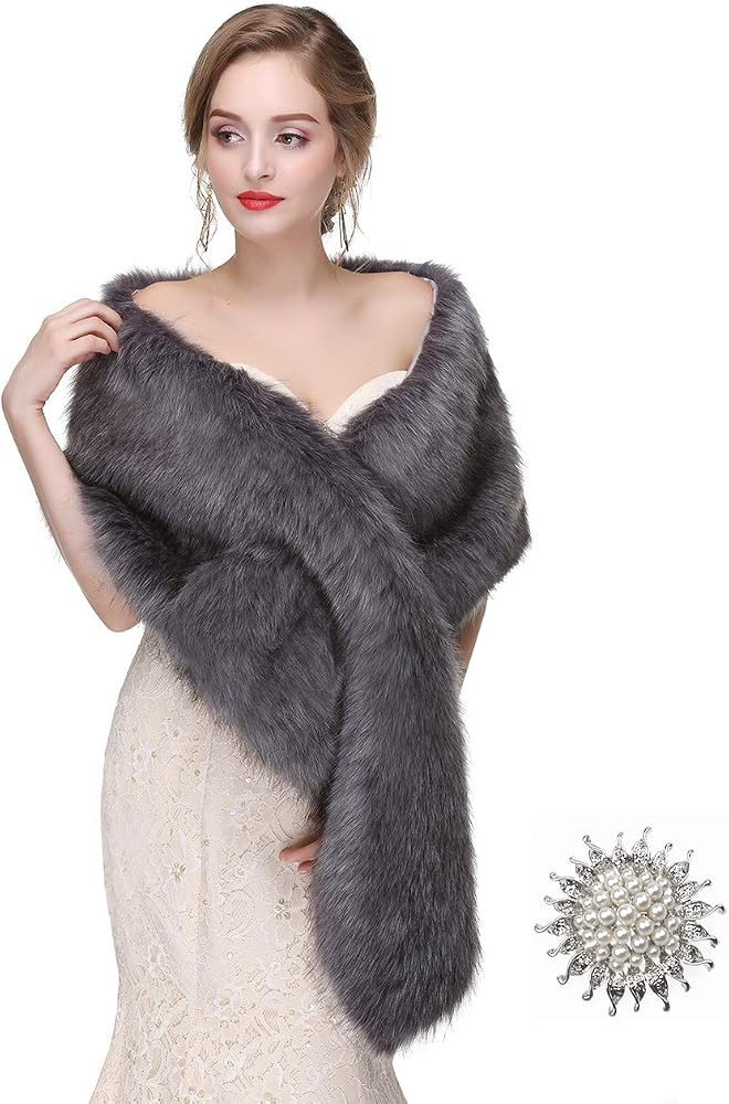 Sither Chal de piel sintética para mujer, cubierta de boda de invierno para fiesta | Amazon (US)