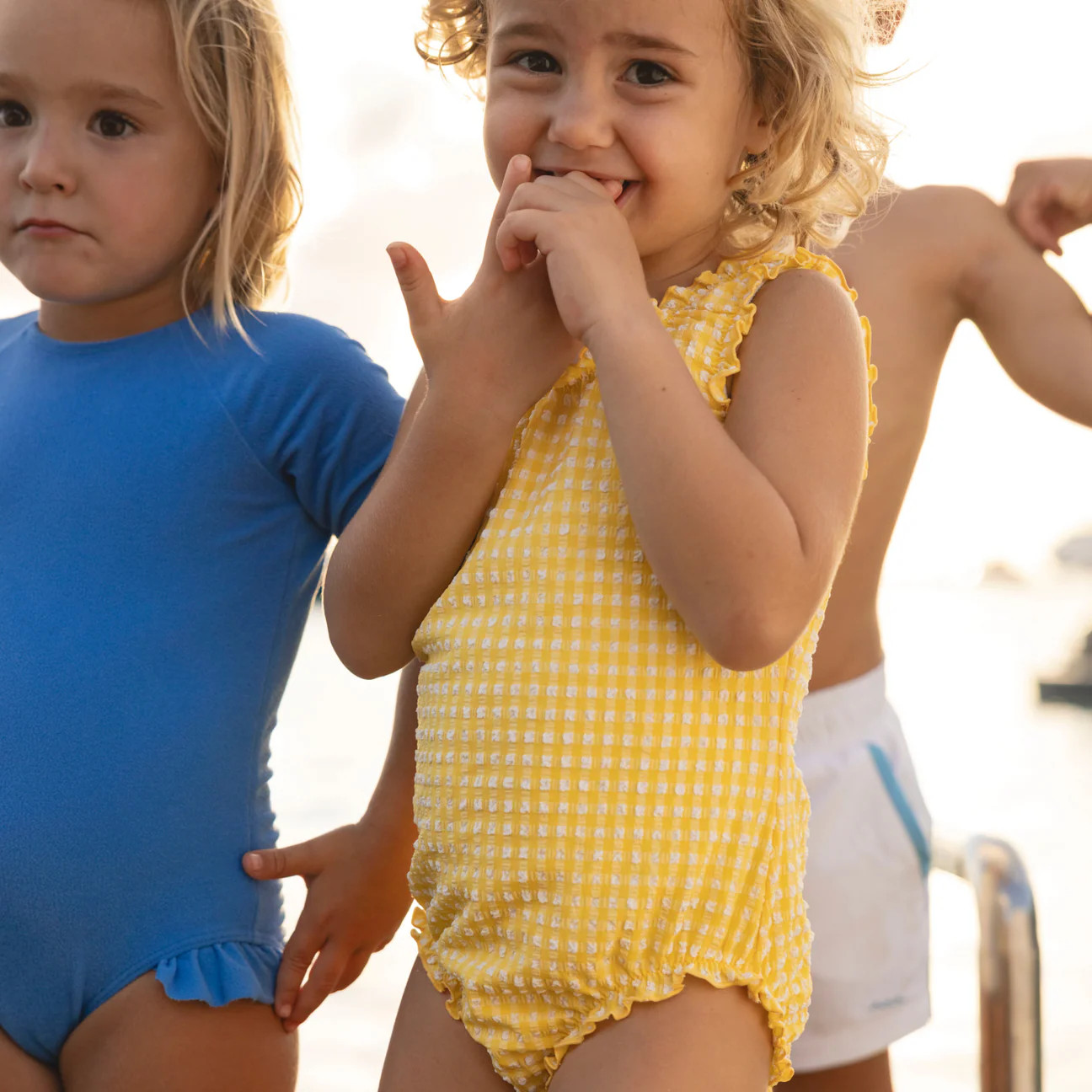 girls soleil gingham scoop neck one piece | Minnow