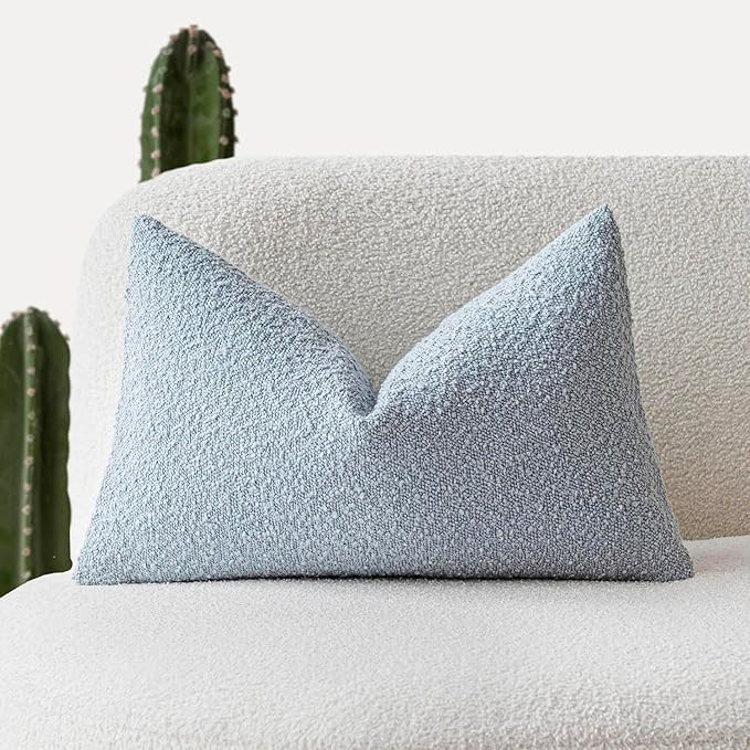 Foindtower Modern Textured Boucle Lumber Throw Pillow Covers Accent Solid Decorative Pillow Cases... | Amazon (US)