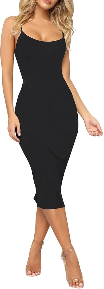 Relipop Womens Summer Slip Bodycon Dress Floral Square Neck Sexy Dresses Spaghetti Strap Back Sli... | Amazon (US)