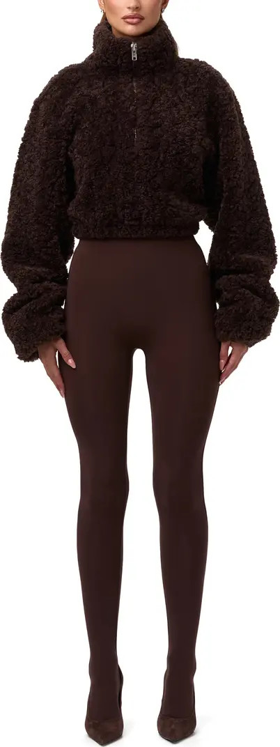 Faux Shearling Quarter Zip Crop Pullover | Nordstrom