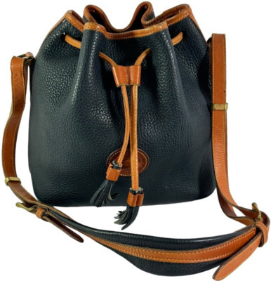 DOONEY & BOURKE Drawstring Navy Blue Leather Pebble Grain Kendall Tote Bag | eBay CA