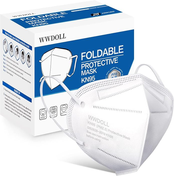 WWDOLL KN95 Face Mask 25 Pack, 5-Layers Breathable Disposable KN95 Masks | Amazon (US)