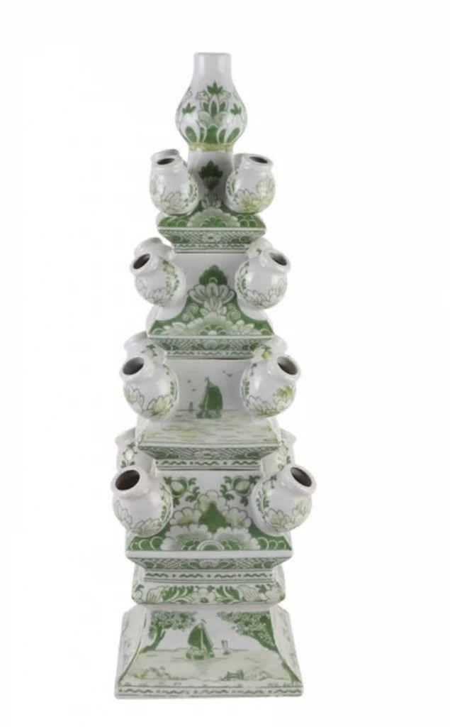 Medium Grand Green and White Tulipiere | The Enchanted Home