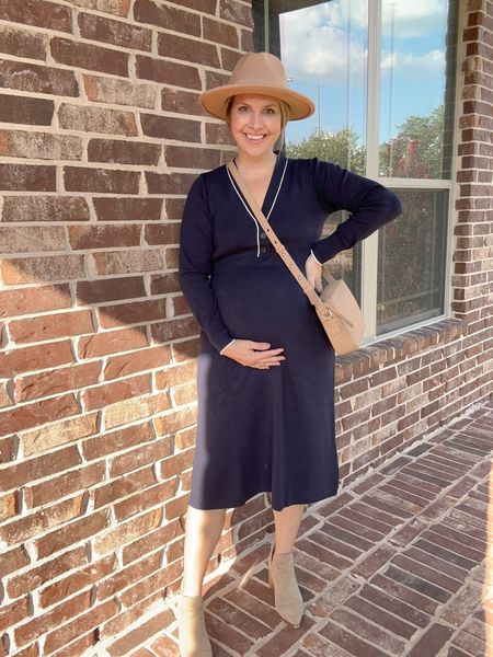 Fully in-stock and only $34!! I’m wearing a size medium at 25+ weeks pregnant in this Walmart sweater dress. It comes in navy and olive and will be perfect for fall. 

Fall dress, fall outfits, Walmart style, Walmart, work outfits, maternity 

#LTKworkwear #LTKSeasonal #LTKbump