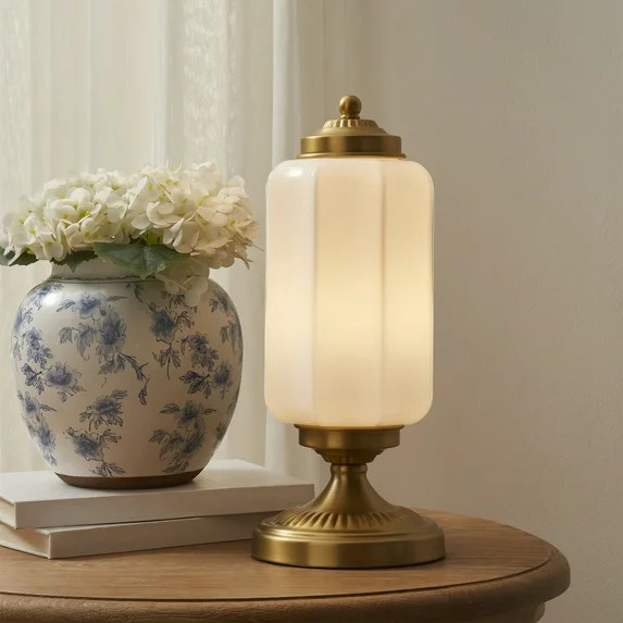 My Texas House 15" Brass Glass Shade Table Lamp - Walmart.com | Walmart (US)