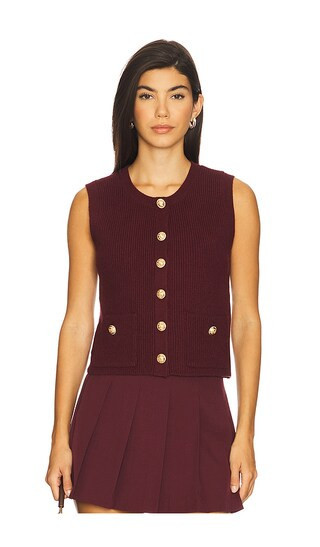 Steve Madden Aliya Sweater Vest in Wine. - size L | Revolve Clothing (Global)