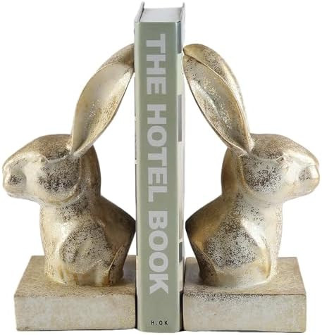 Rabbit Decorative Bookend,1 Pair Cute Bunny Book Ends, Decorative Bookends for Heavy Books, Vinta... | Amazon (US)