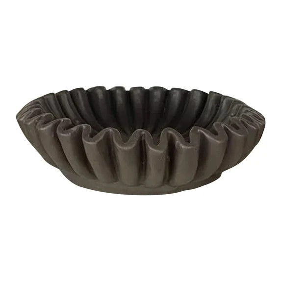 Brown Ruffled Decorative Bowl Resin Centerpiece With Hand Carved Texture, Sturdy Construction And... | Walmart (US)