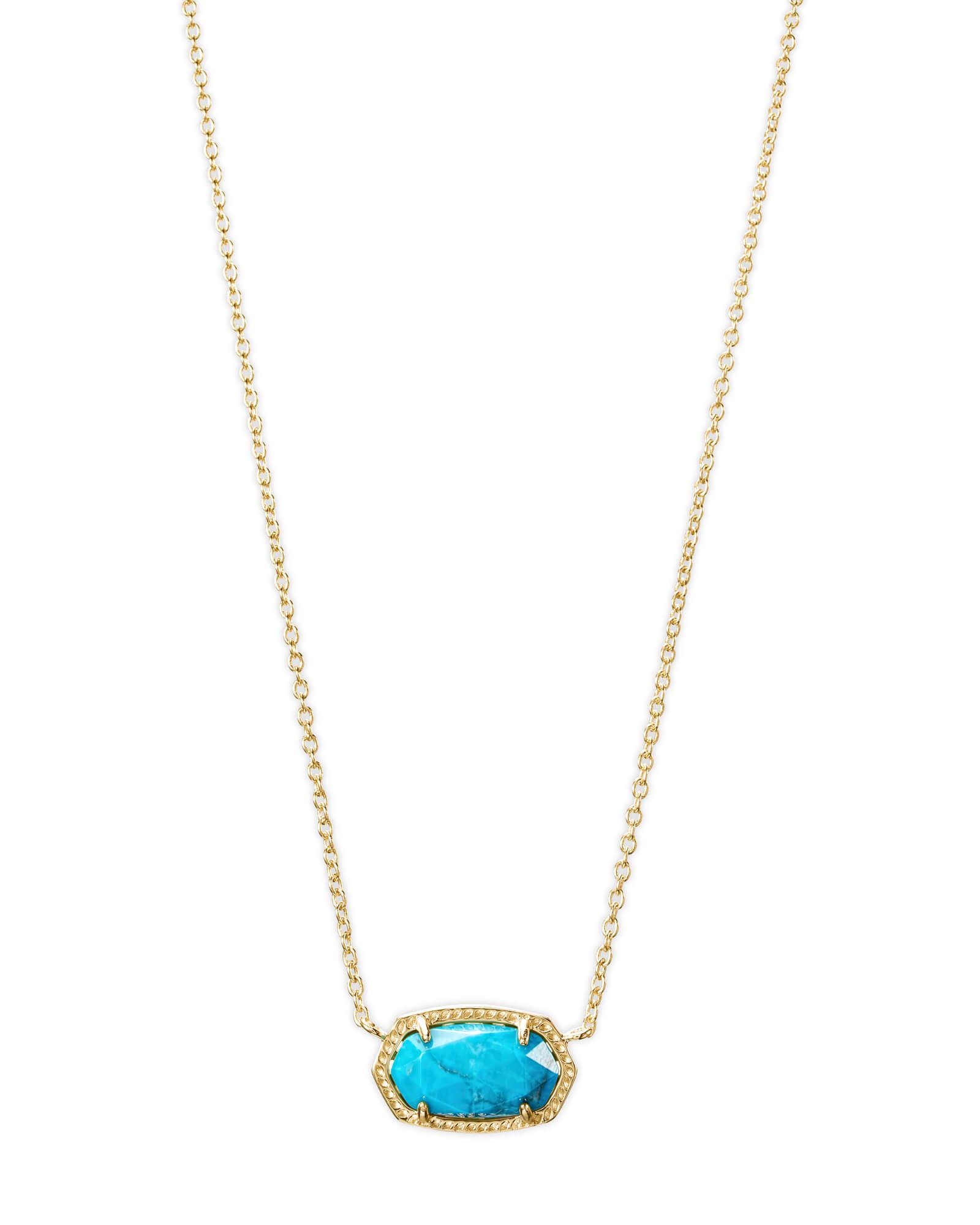 Elisa Gold Pendant Necklace in Aqua Howlite | Kendra Scott