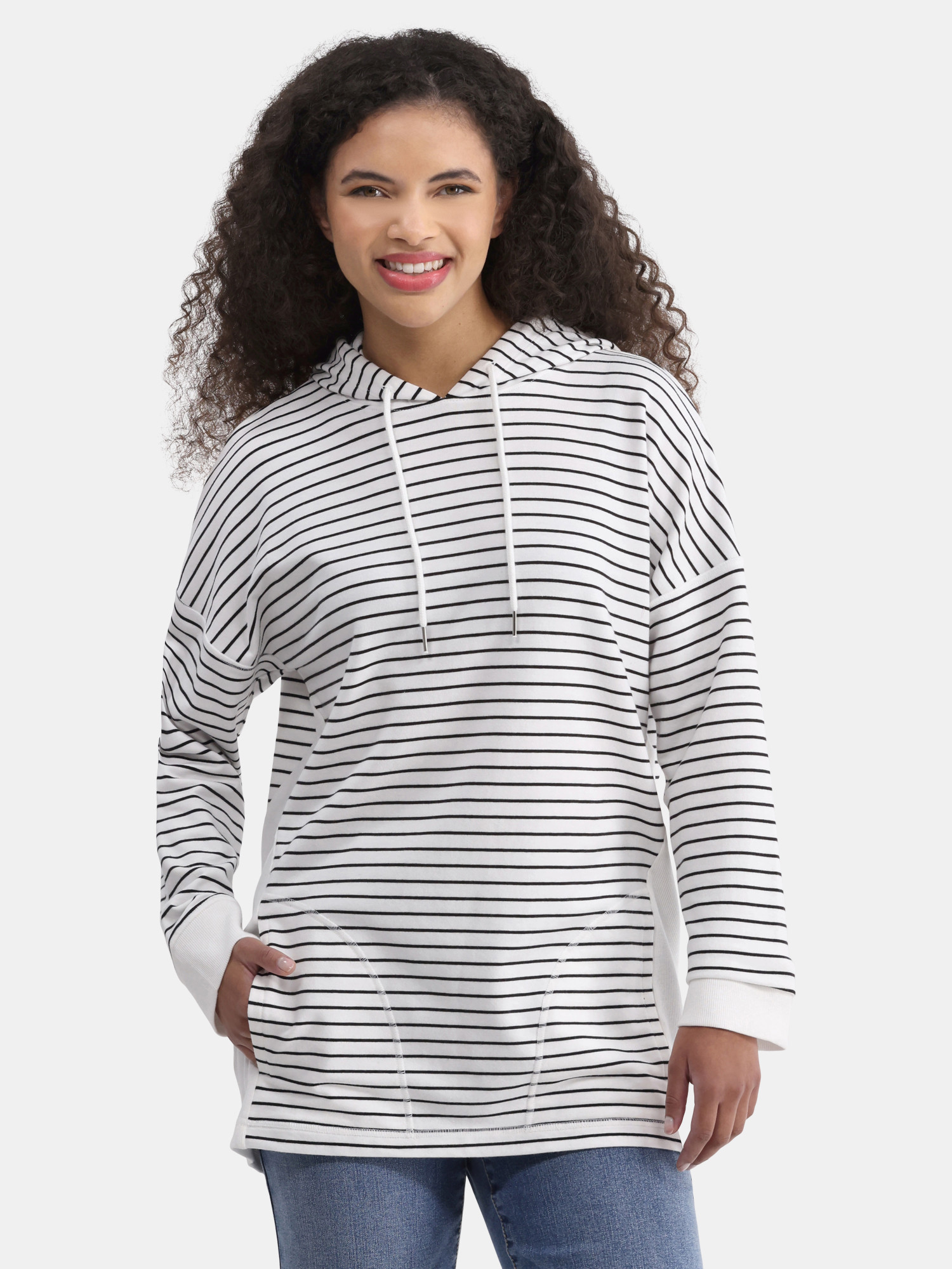 Time And Tru Women's Tunic Hoodie with Long Sleeves, Size XS-XXXL | Walmart (US)