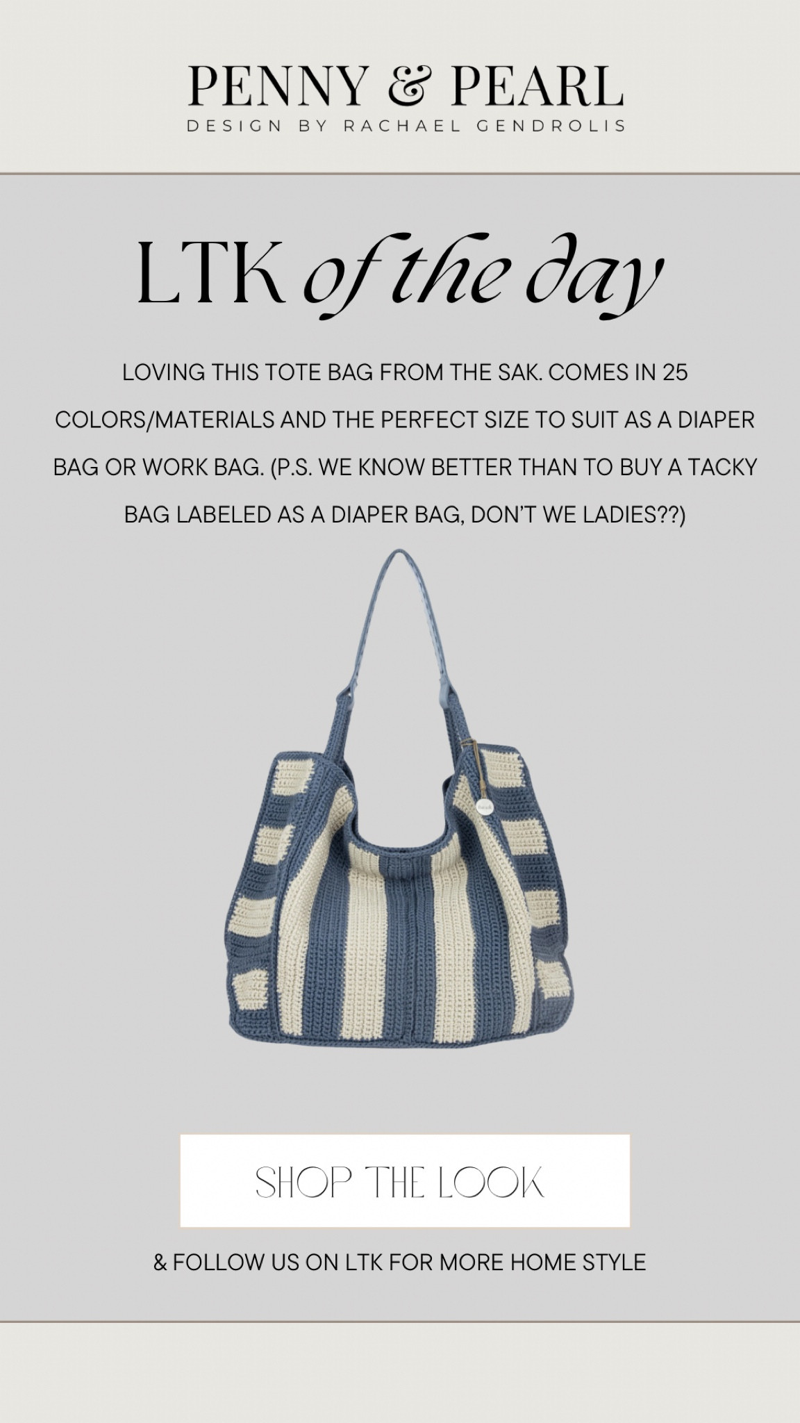 Loving this tote bag from The sak. comes in 25 colors/materials and the perfect size to suit as a diaper bag or work bag. (P.s. we know better than to buy a tacky bag labeled as a diaper bag, don’t we ladies??)



#LTKStyleTip #LTKSeasonal #LTKGiftGuide