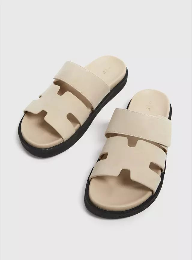 Buy Neutral Cut-Out Sliders 6 | Sandals | Tu | Tu Clothing