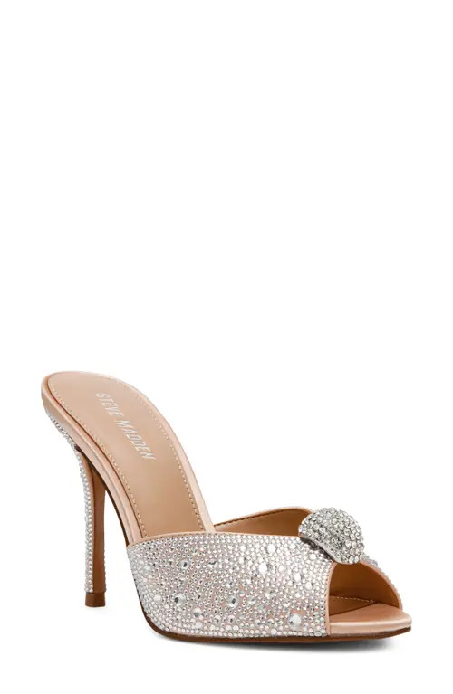 Steve Madden Priya Peep Toe Slide Sandal in Rhinestone at Nordstrom, Size 8.5 | Nordstrom