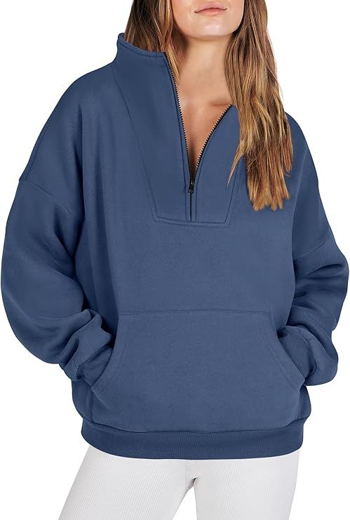 ANRABESS Womens Sweatshirts Long Sleeve Oversized Fleece Half Zip Crop Hoodies Teen Girls Y2K Fal... | Amazon (US)