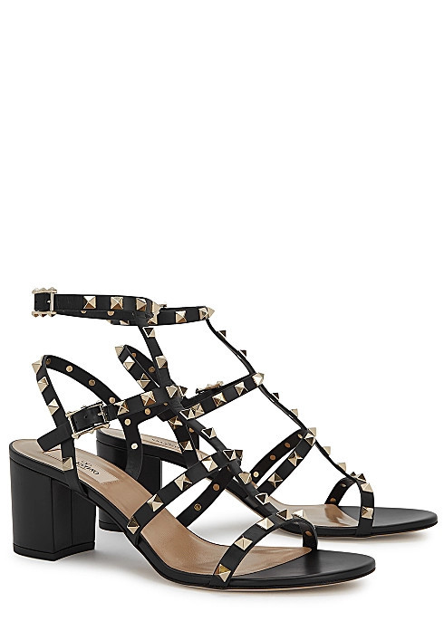 Valentino Garavani Rockstud 60 black leather sandals | Harvey Nichols (Global)