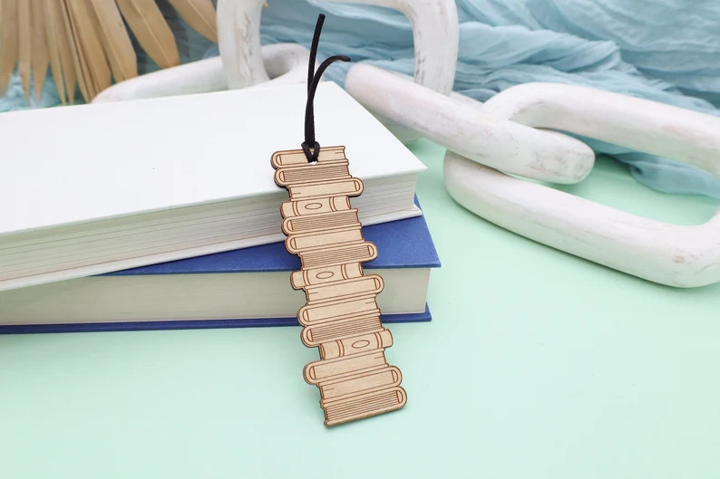 Book Stack Bookmark, Bookworm Bookmark, Book Gift, Booktok Bookmark, Bookish Bookmark, Wooden Boo... | Etsy (US)