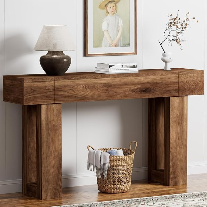 63 Inch Long Console Table, Narrow Rectangular Sofa Table Behind The Couch, Farmhouse Entryway Ta... | Amazon (US)