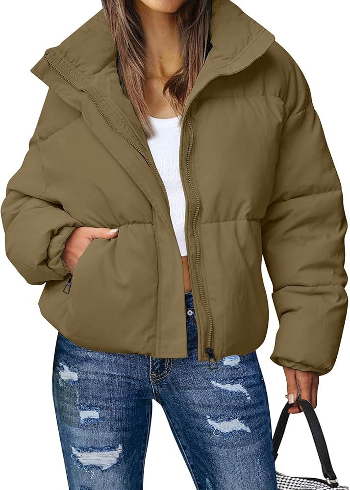 GEMLON Womens Winter Puffer Jacket Warm Quilted Coats Puffy Oversized Outerwear Zipper Stand Coll... | Amazon (US)