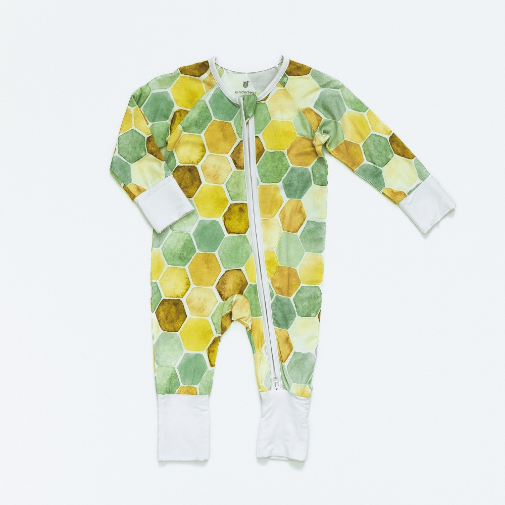 Honeycomb Zipper Romper in Sage | Kinderlein