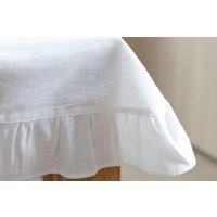 White Ruffled Tablecloth, Custom Size Available, Table Decor, Altar Cloth, Many Colors Available | Etsy (US)