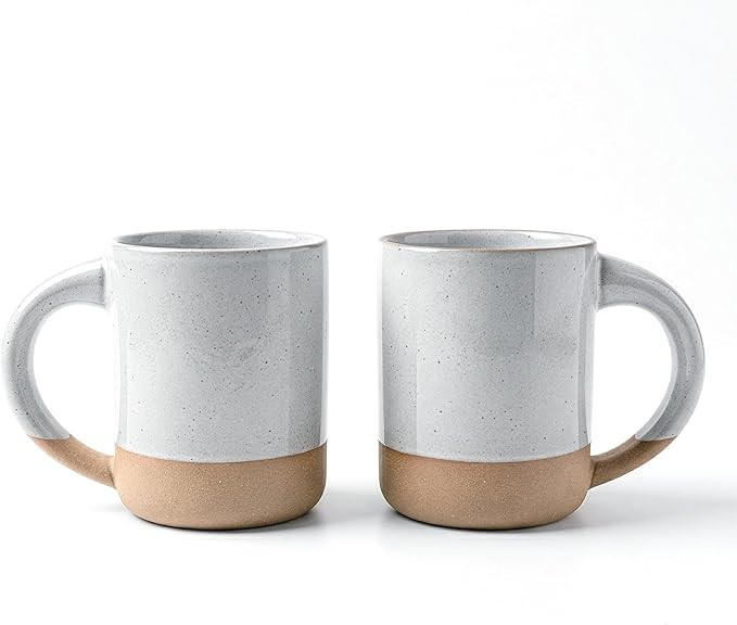 TOMO Mugs Set of 2, 12oz Modern Stoneware Coffee Mugs, Large Handle Ceramic Drinkware - Dove Grey | Amazon (US)