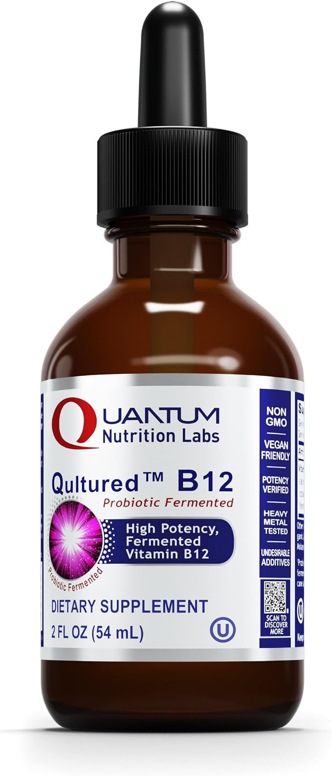 Quantum Nutrition Labs Qultured Vitamin B12 Supplement - Pure Liquid Methylated B12, Organic, Liq... | Amazon (US)