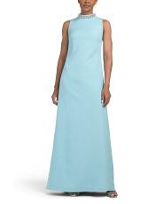 Sleeveless Embellished Mock Neck Gown | TJ Maxx