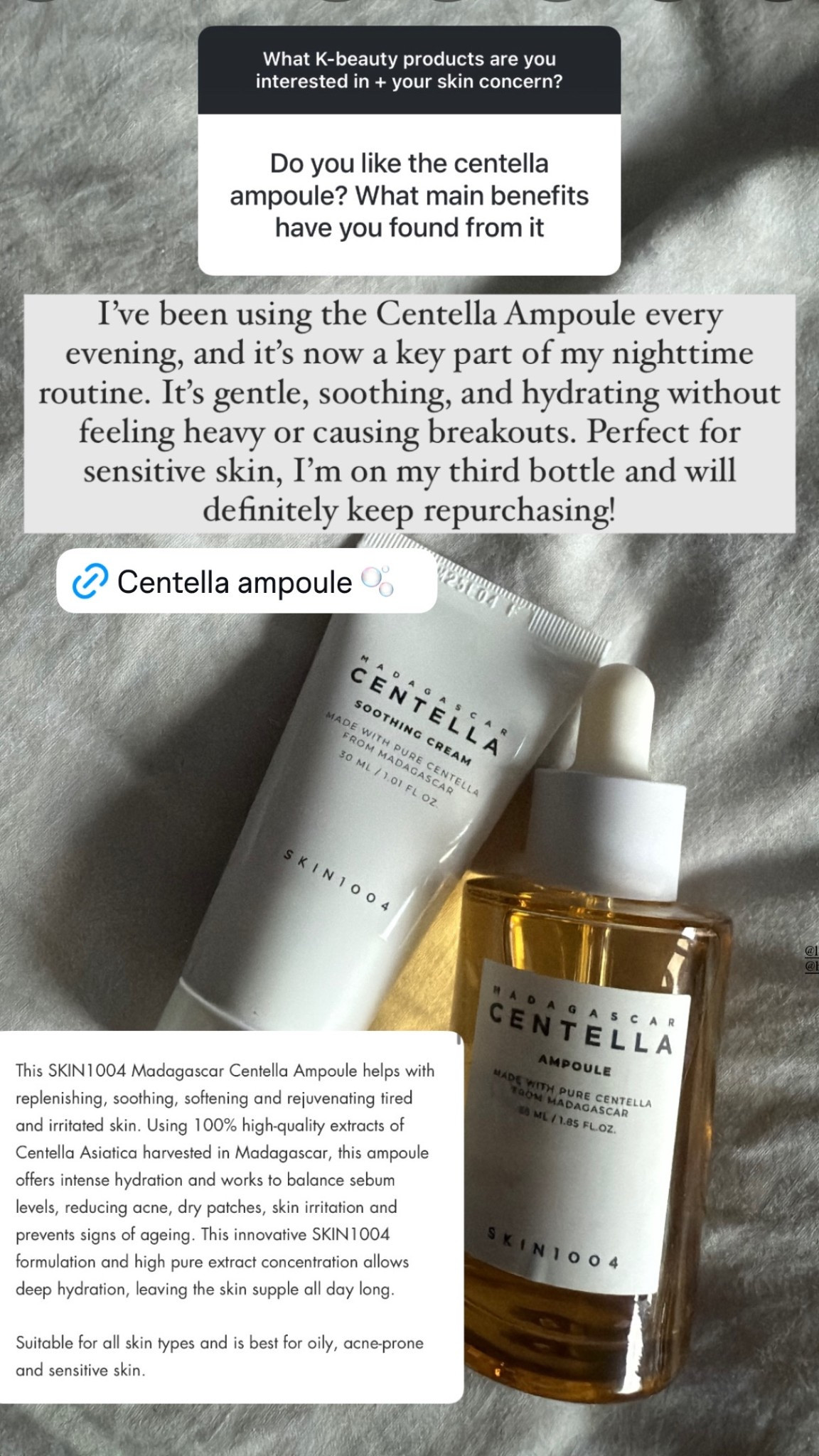 I've been using the Centella Ampoule every evening, and it's now a key part of my nighttime routine. It's gentle, soothing, and hydrating without feeling heavy or causing breakouts. Perfect for sensitive skin, I'm on my third bottle and will definitely keep repurchasing! 

#LTKspring #LTKbeauty #LTKAprilSpotlight
