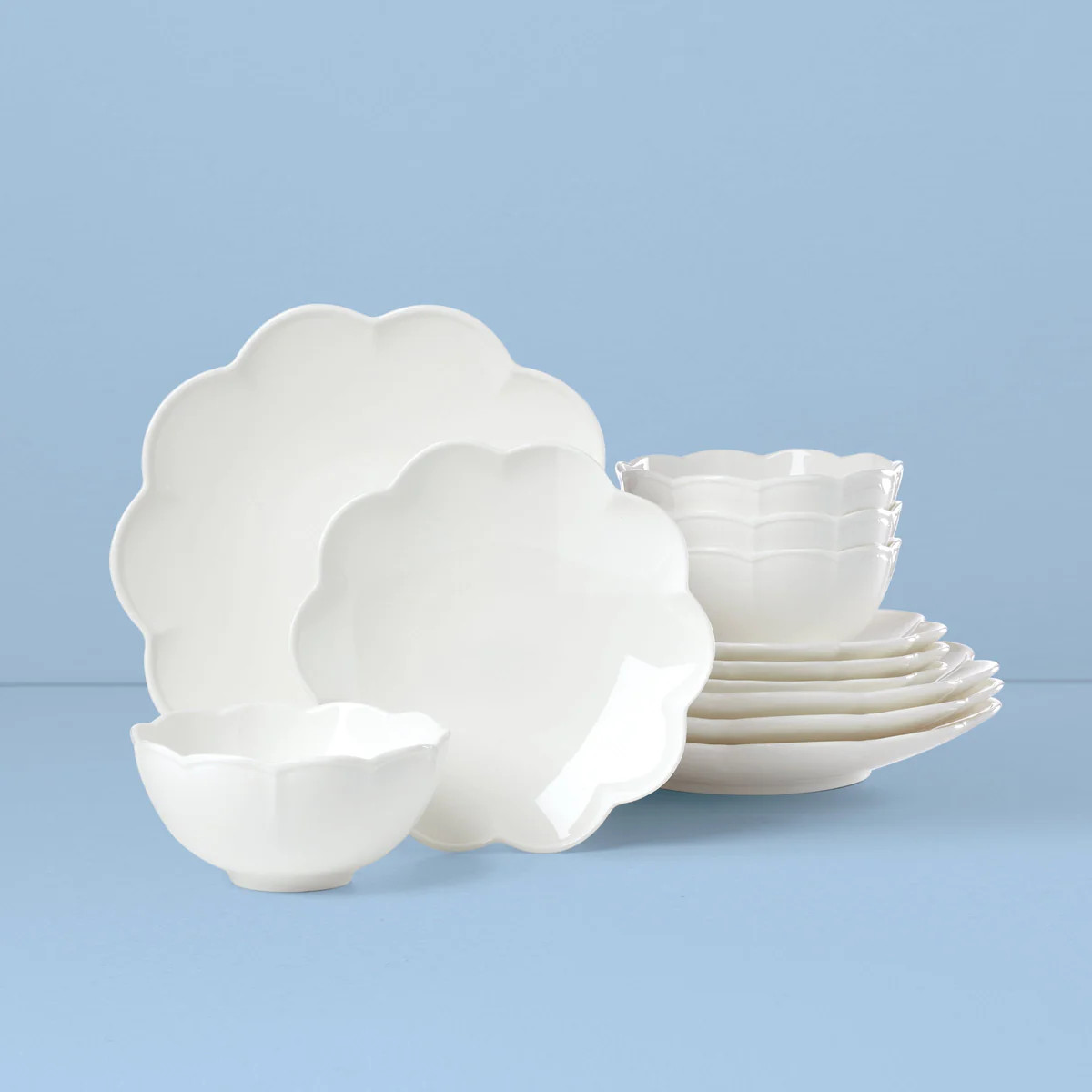 Studio 1414 Scallop 12-Piece Dinnerware Set | Lenox