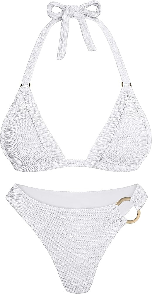 Amazon.com: ANRABESS Bikini Sets for Women Triangle Two Piece Halter Bathing Suit 2026 Summer Beach Vacation Strap Thong Sexy Swimsuit White Medium : Clothing, Shoes & Jewelry | Amazon (US)