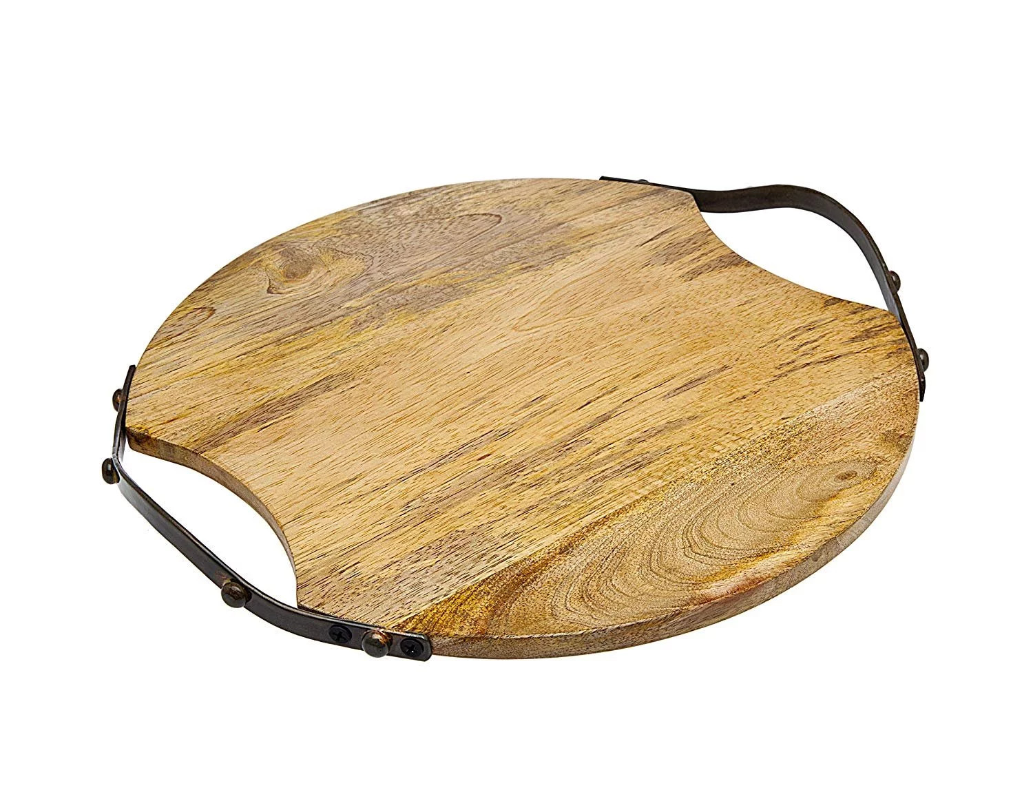 Godinger Wood Serving Tray, Charcuterie Platter Cheese Board with Metal Handles - Round | Walmart (US)