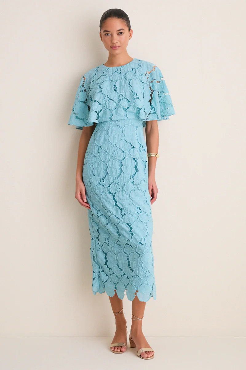 Cameo Blue Eyelet Cape Leah Dress | Tuckernuck (US)