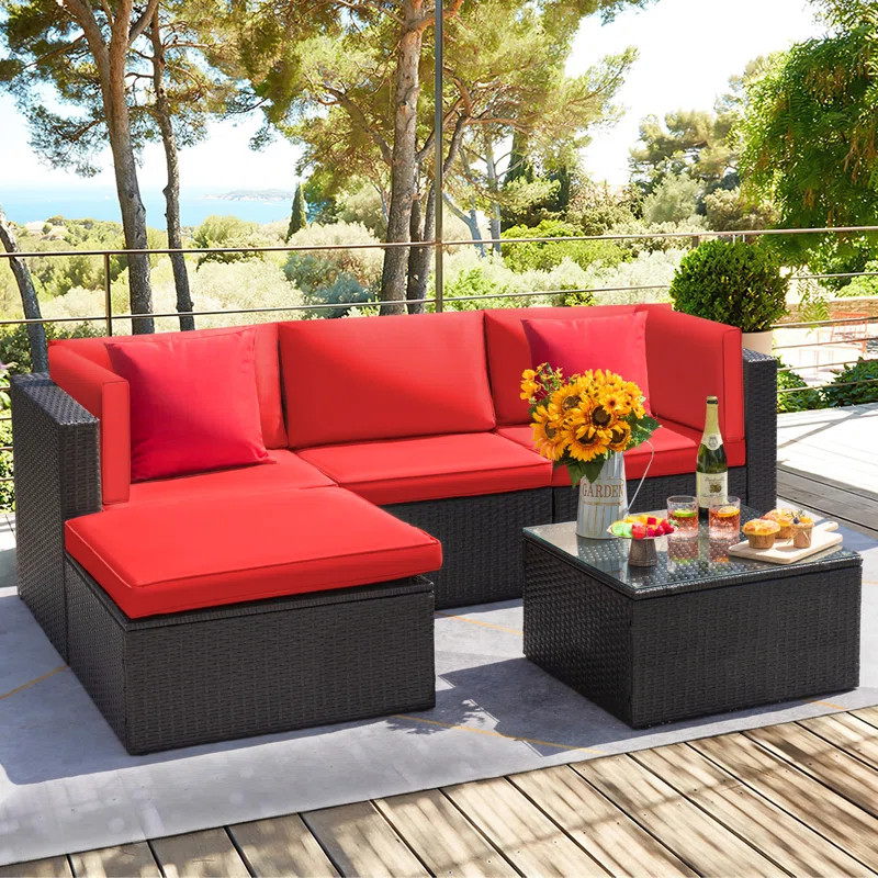 Huang Wicker/Rattan 4 - Person Seating Group with Cushions | Wayfair North America