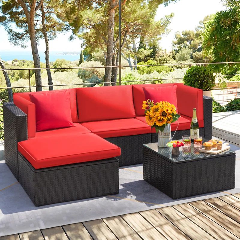 Huang Wicker/Rattan 4 - Person Seating Group with Cushions | Wayfair North America