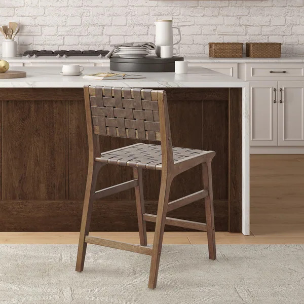 INK+IVY Oslo Faux Leather Woven Counter Stool 24"H | Bed Bath & Beyond