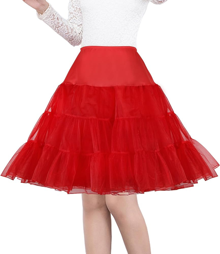 Shimaly® Women's 50s Vintage Petticoat 26" Crinoline Rockabilly Tutu Skirt Slip S-3XL | Amazon (US)