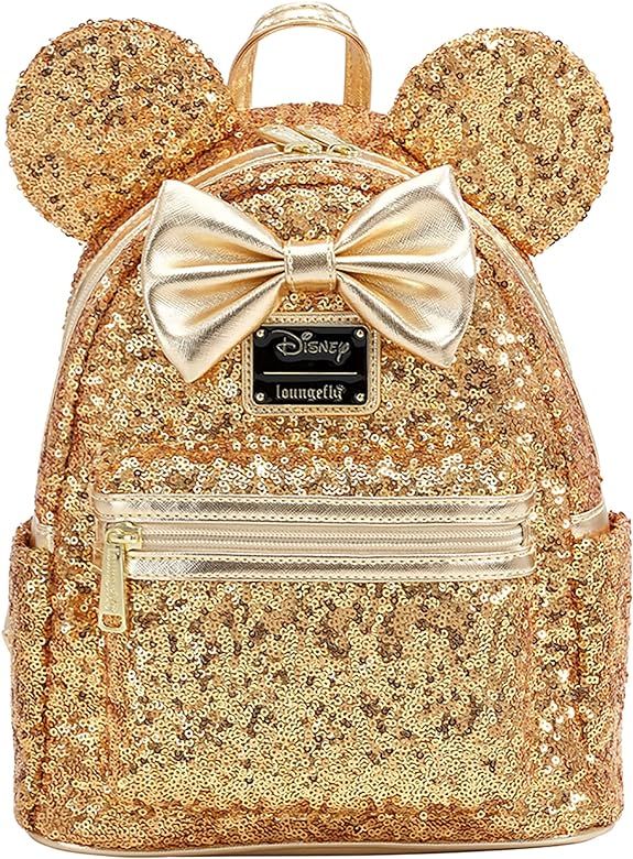 Loungefly X LASR Exclusive Disney Yellow Gold Sequin Minnie Mini Backpack | Amazon (US)