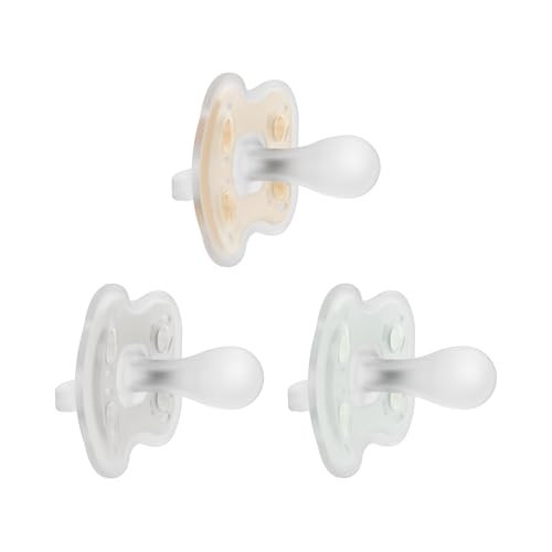 Dr. Brown's Advantage One-Piece Silicone Baby Pacifier, Fully Symmetrical Soother, Ecru/Gray/Green, 0-6m, BPA Free, 3 Pack | Amazon (US)