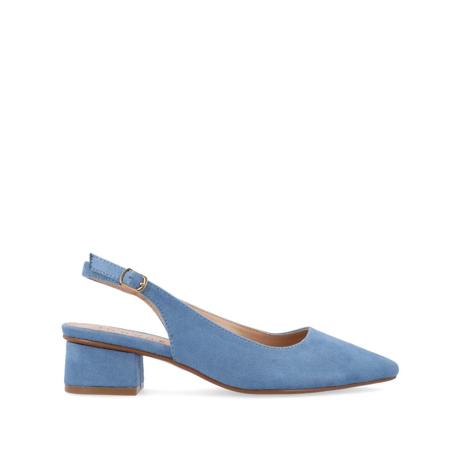 SYLVIA LOW BLOCK PUMP HEELS IN FAUX SUEDE - Blue | Journee Collection