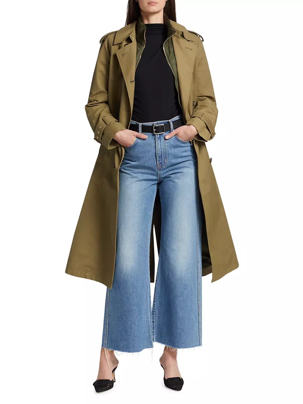 Veronica Beard Taylor Cropped Wide-Leg Jeans | Saks Fifth Avenue