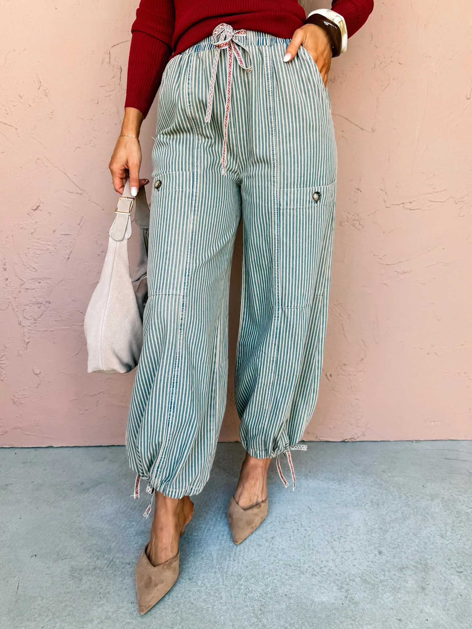 Forever Vintage Striped Elastic Pants | Ruthie Grace