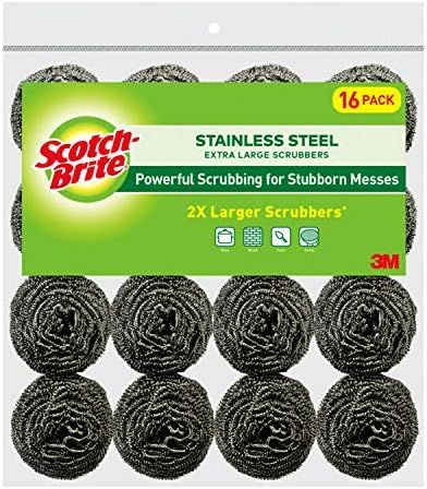 Scotch-Brite Stainless Steel Scrubbers, Ideal for Uncoated Cookware, 16 Scrubbers | Amazon (US)